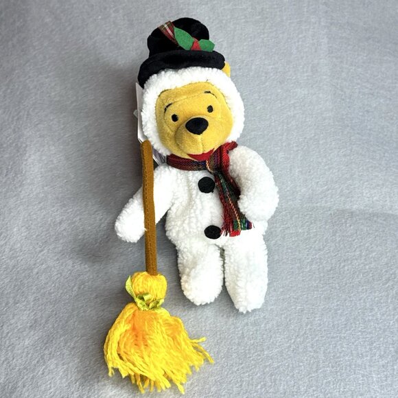 Disney Other - Snowman Pooh Winnie The Pooh Disney Store Bean Bag 8" Plush Top Hat Scarf Broom
